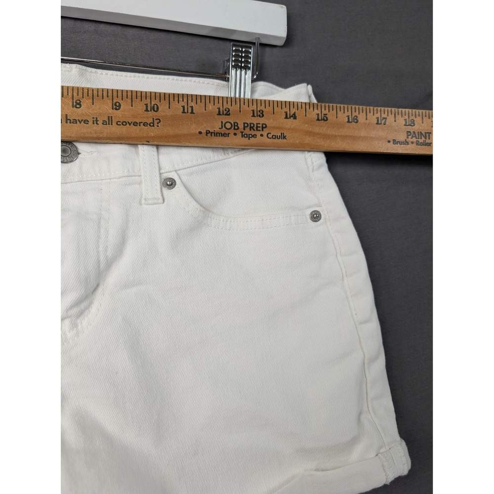 Levi's 501 Original Shorts White Denim Cuffed Mid Rise Size 28 - Picture 7 of 8